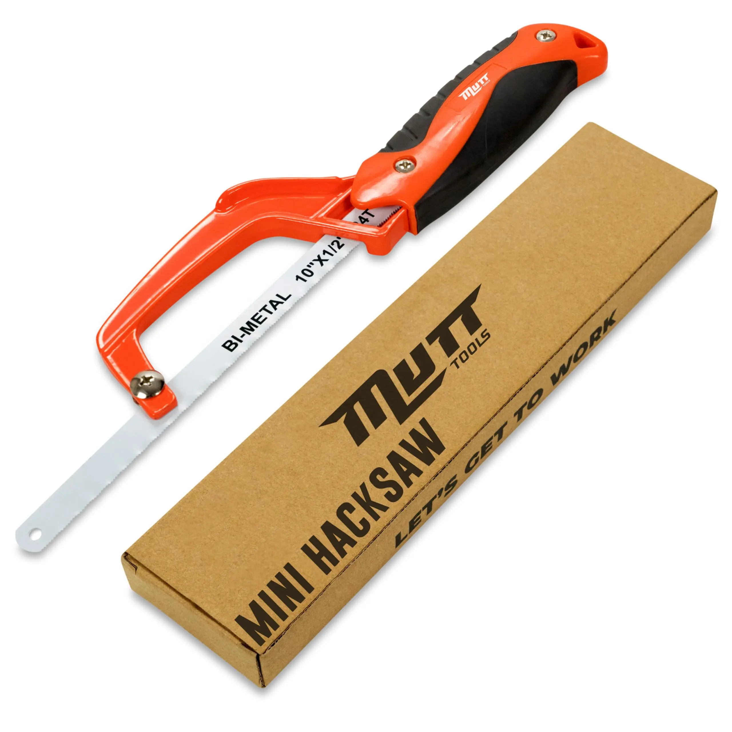 Mutt Tools Mini Hacksaw for Metal Cutting Bimetal Blade Ergonomic Grip