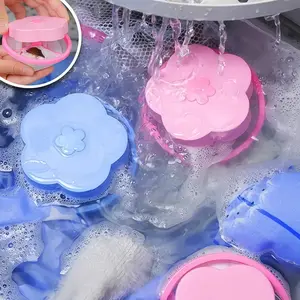3 random color washing machine floating clothes and hair catcher, reusable flower shaped washing filter, anti clogging clothes remover, suitable for all washing machines