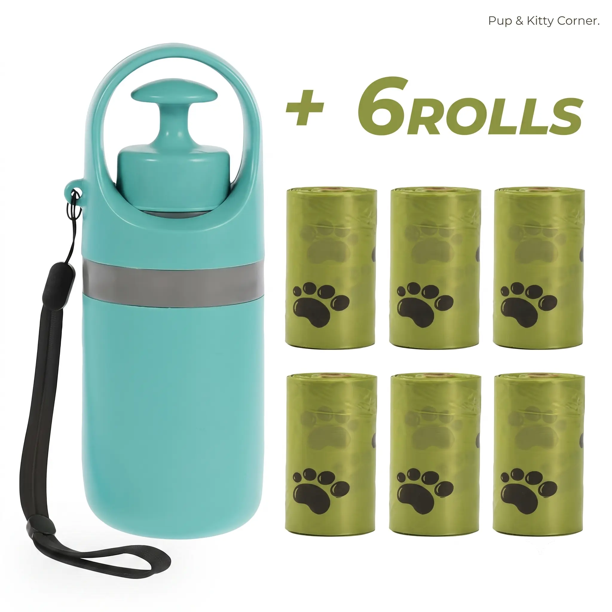 Portable Compact Outdoor Pet Poop Scooper With Integrated 6 Count Dog Waste Bag Holder & Dispenser, Practical Lightweight Essential Pet Cleaning Supplies For Outdoor Walking Activities