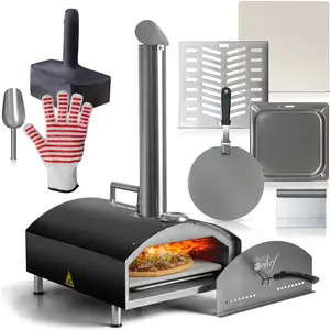 Deco Chef Portable Outdoor Pizza Oven w/ 2-in-1 Pellet Pizza & Grill Oven Functionality Stainless Steel