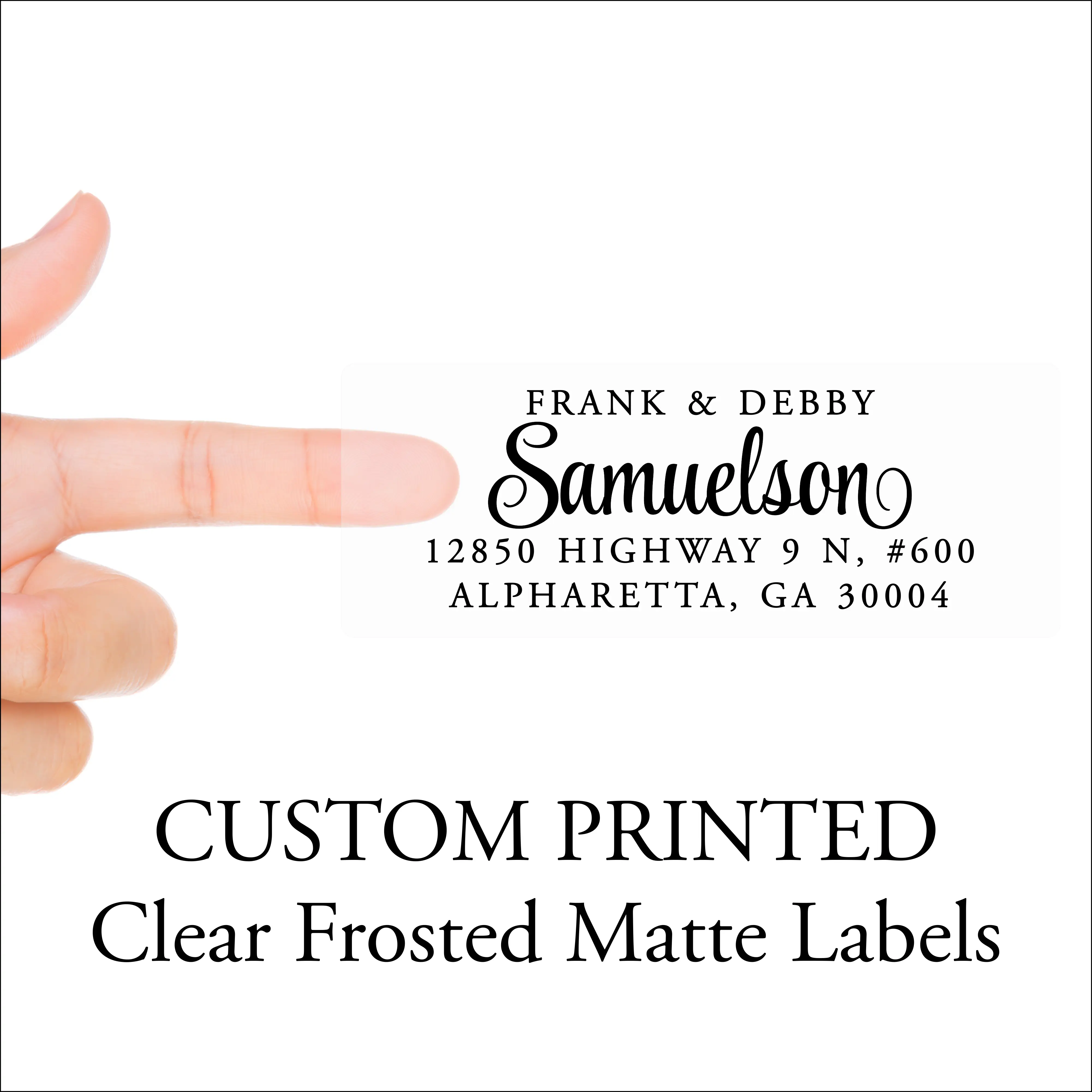 Clear Return Address Labels - Mailing Stickers, Frosted Transparent Custom Printed Return Address Label Sheets - Professional, Business,  Wedding, Envelopes, Mail 4 Lines, 150 Labels