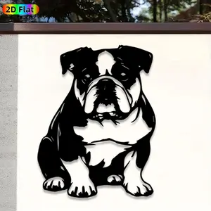 1pc Bulldog Metal Wall Art, Bold Artistic Bulldog Statue Mural, Ideal Gift for New Year, Christmas, Pet Decor Enthusiasts, Rust-Resistant Metal Wall Decor Wall Sculptures, Perfect for Living Room Wall & Garden Fence, Unique Home Accent for Bulldog Lovers