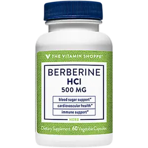 The Vitamin Shoppe Berberine HCl - Supports Healthy Blood Sugar Levels & Cardiovascular Health - 500 MG (60 Vegetarian Capsules)