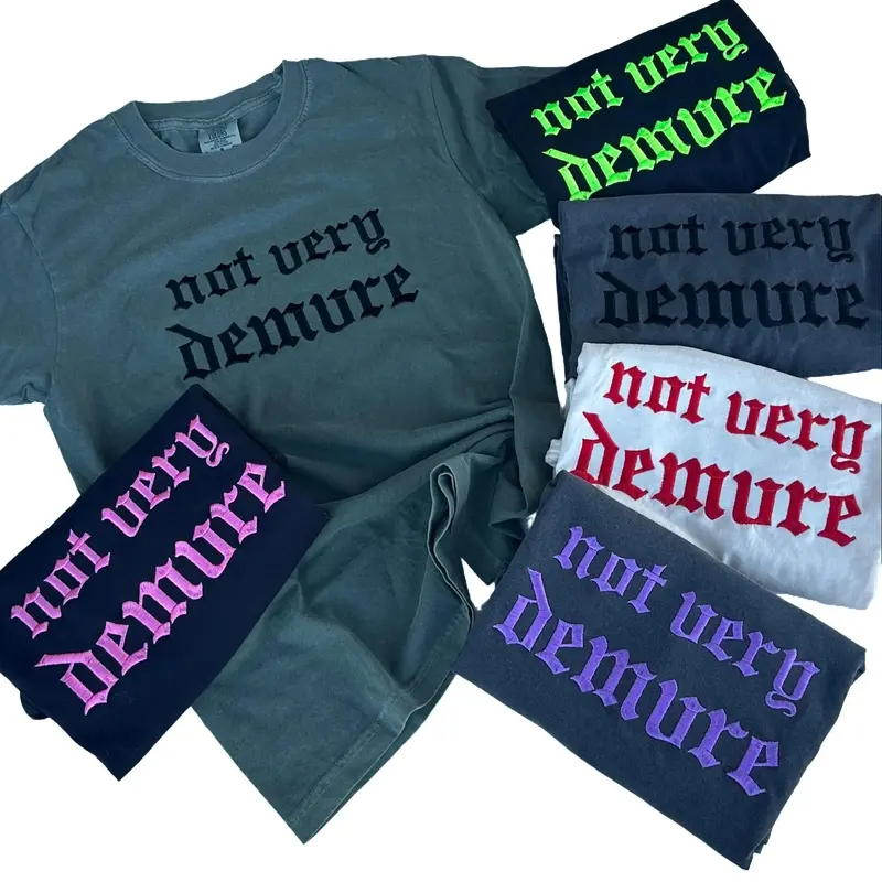 Comfort Colors - Not Very Demure Embroidered, T-Shirt Unisex Streetwear Casual Wear, Trending Fashion , Alt Stylish