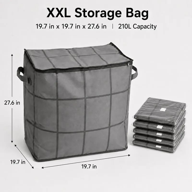 Spacious Moving Storage Bin, Zippered Organizer for Quilts, Bedding & Sweaters, Large Capacity Fabric Bag for Moving Day, Closet & Bedroom Use