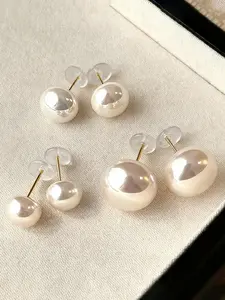 Elegant Pearl Earrings Set for Women, Minimalist Design, Versatile Jewelry Accessory, Perfect Gift Idea, Pack of 3 Pairs, Faux Pearl Jewelry