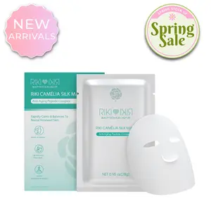 RIKI Camélia Anti-aging Peptide Silk Mask - Lightweight Silk Sheet for Intense Hydration & Anti-Aging Boost - Free of Fluorescent Agents - Perfect Post-LED Therapy