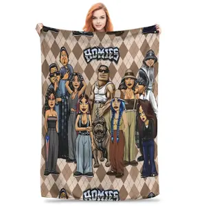 Chicano Homies Blanket Ultra Soft Flannel Cozy Warm Bedroom Couch Sofa Home Office Car Travel Picnic Nap Throw Decor Decorative Throw Perfect Birthday Gift Christmas Gift for Lowrider Fans Adults Viral Trending Cholo Aesthetic Style