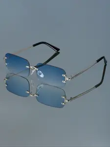 New Fashion Frameless Rectangular Glasses, Small Frame Simple Versatile Daily Casual Wear Decorative Eyewear for Men & Women