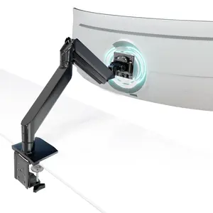 Mount-It! Heavy-Duty Gas Spring Single Monitor Arm Mount for Ultrawide Screens up to 57", Supports 55 lbs, Samsung Neo G9 Compatible – for Home and Gaming Office, Clamp or Grommet Base