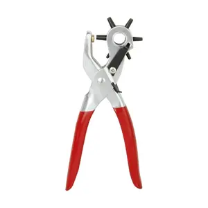 Heavy Duty Revolving Leather Punch with Comfort Grip - 6 Sizes for Belts, Watch Bands, Clothing, and More