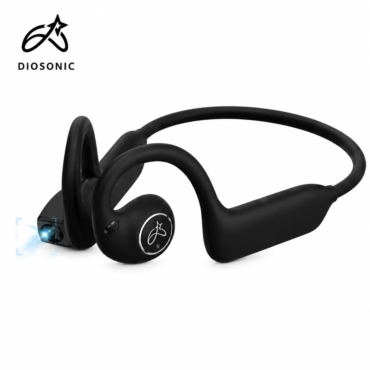 DIOSONIC New AI Smart Camera Electronic Headphones, Open-Ear Bluetooth 5.3 Wireless Earbuds with 8MP Camera, 1080P Video, Wi-Fi Transfer, Magnetic Charging for Cycling, Outdoor Sports Wearable Mics Wearable Black Chargeable Audio