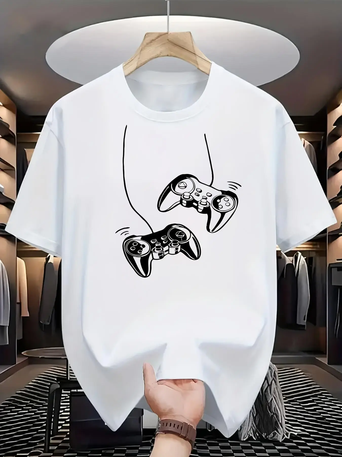 Women's Gaming Controller Short Sleeve T-Shirt - Teen Boys Clothing, Casual Wear, Fitted Cut, for Casual Sports, Outdoor Activities