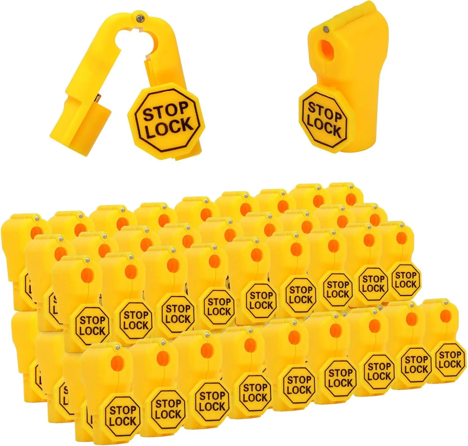 200 count  Peg Hook Stop Lock 6mm, Display Hook   Locks Compatible with 4.5-5.9mm pegboard for Retail Store and Shopping Center (Yellow)