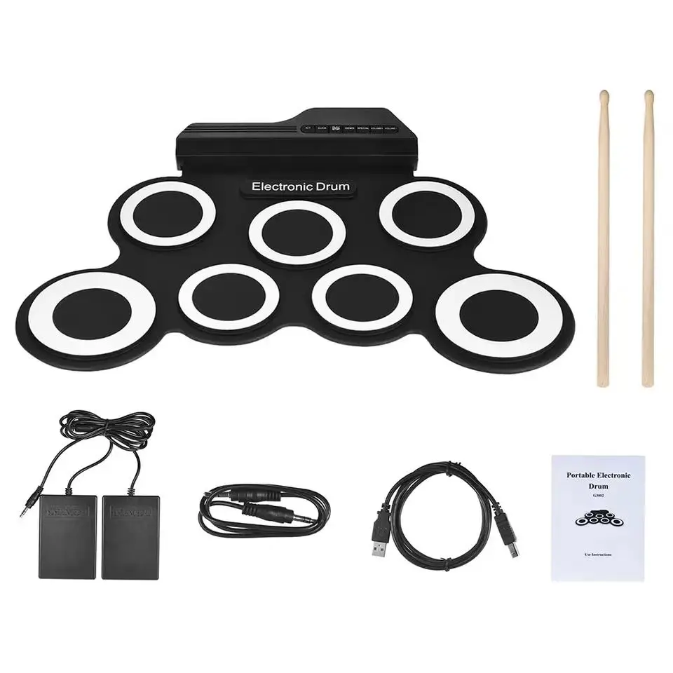 Portable Electronic Drum Kit, 1 Set Foldable Electric Drum with Other Accessories, Electric Drum Kit for Beginners, Gift for Her, Men's Gift, Folding