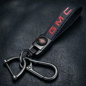 GMC Genuine Leather Car Keychain Set Luxury Premium Car Key Protection Case Car Accessories Automotive Interior Decoration Gift key shell