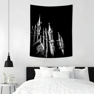 Gothic Cathedral Night Pattern, 1 Count Aesthetic Wall Hanging Decor, Durable Decorative Tapestry, Polyester Tapestry for Bedroom Home Office Decor
