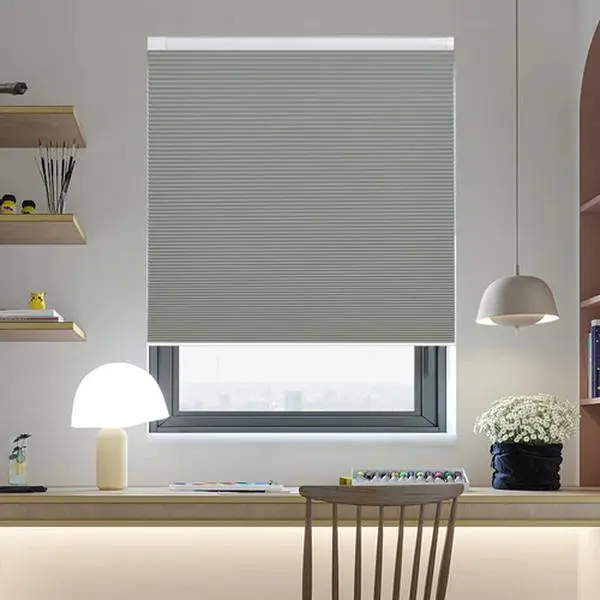 Cordless Honeycomb Weave Blinds - No Drill, Blackout, Wrinkle Resistant, Durable Cellular Shades, Custom Size Light Blocking Window Cover for Bedroom, Nursery, Hotel - Grey, 2 Metres