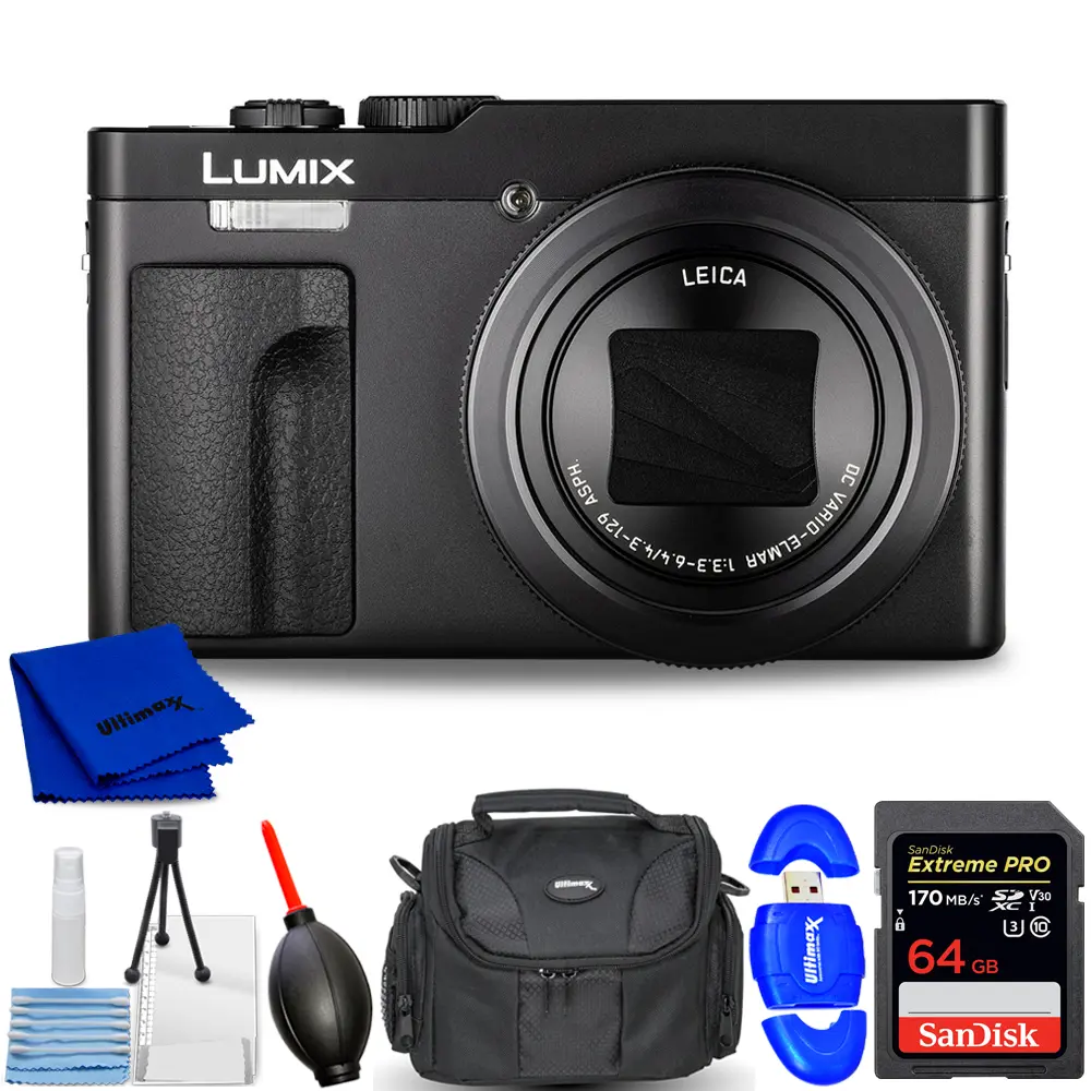 Panasonic TZ99/ZS99 Digital Point & Shoot Camera (Black) Starter Bundle - Rechargeable, Flash, Button Controls, Handheld Design, 4x Versatile Lens, f/3.3 Aperture, Focus Stacking, High-Quality Picture Capture, Movie Recording