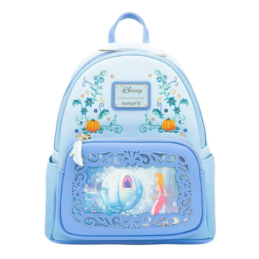 Loungefly Disney Princess Dreams Series Cinderella Mini Backpack - Stylish Casual Daypack, Floral Printed Functional Purse, Hand Wash Only Luggage Bag