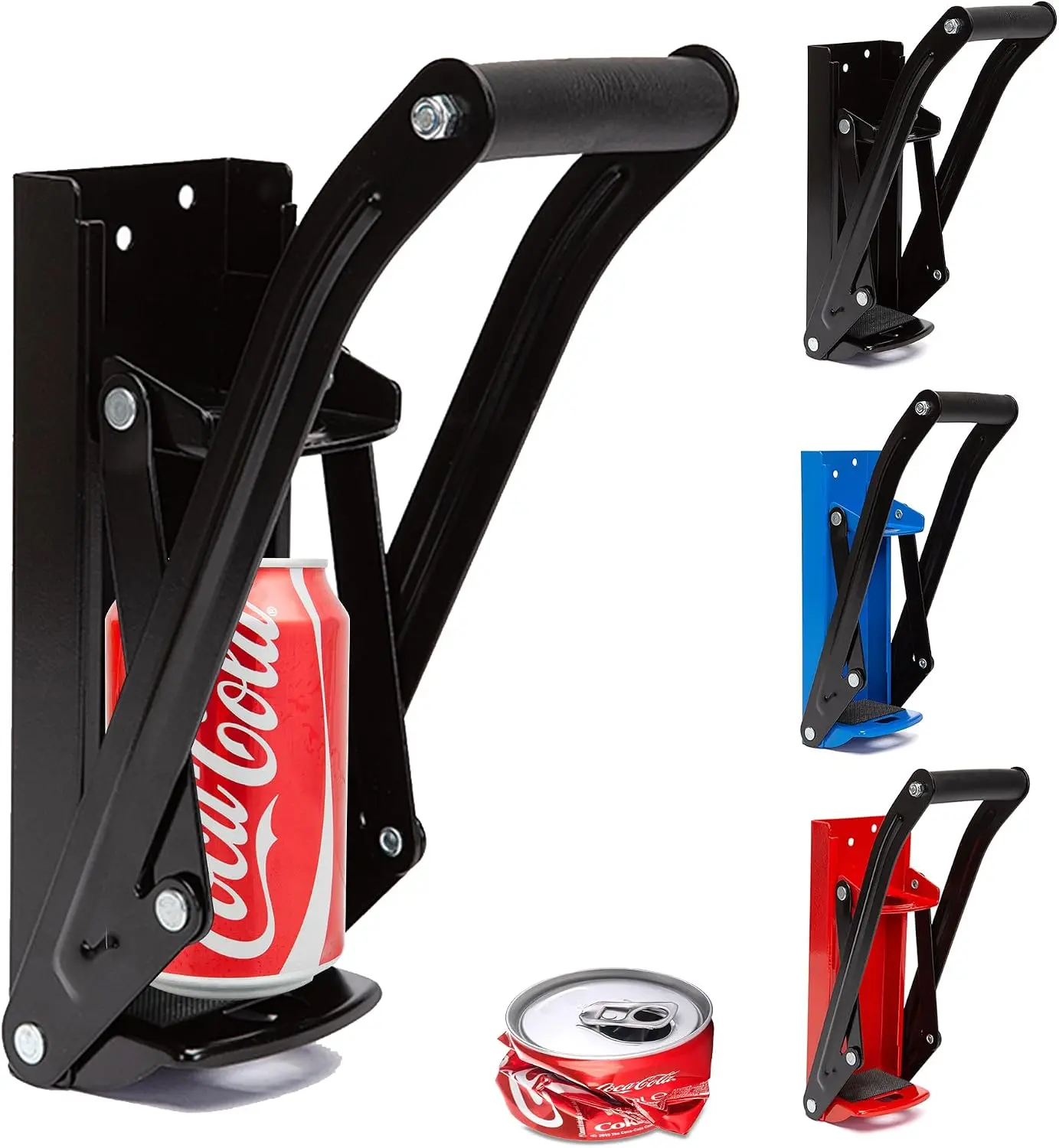 Can Crusher - Wall-Mounted Aluminum Can Crusher, Crushes 8-16oz Cans, Easy Install Kit, Recycling & Home Kitchen Essential (Black)