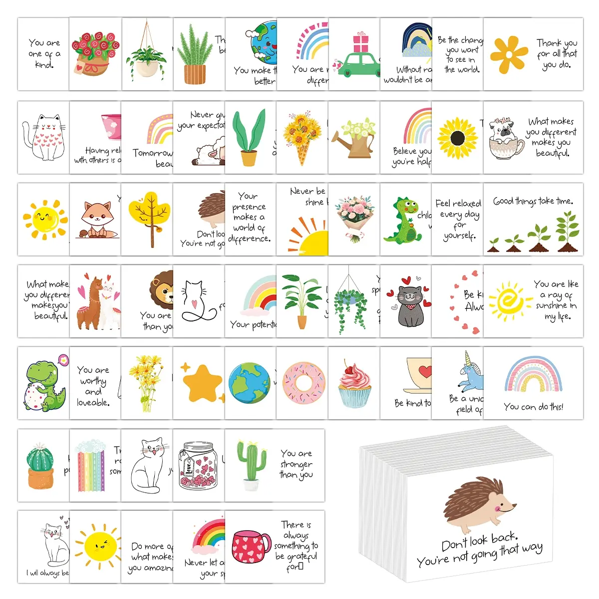 60pcs Inspirational Affirmation Cards, Paper Motivational Messages Cards for Women Men, Employee Thank You Cards, Encouragement Cards, Positivity Cards, Co-worker Compliment Cards, Quote Cards, Positive Affirmation Cards