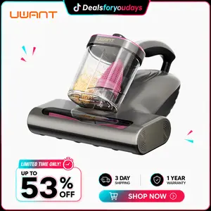 Uwant Anti-allergen Bed Vacuum Cleaner with UV Sterilization & Heating 450W 16Kpa 36000RPM Dual Dust Cup Smart Display Screen for Skin Health Pink