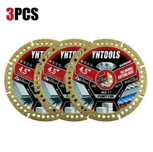 3PCS 4.5" (115mm) Diamond Tile Cutting Blades - Ultra-Thin Dry Cutting for Marble, Tile & Ceramic - No Chipping Angle Grinder Saw Blades