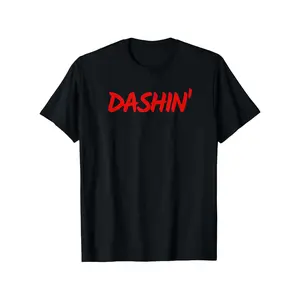 Unisex Short-Sleeve Round Neck Top - 100% Cotton Dashin' Delivery Driver Graphic Tee, Vintage Metalcore/Backwards Demon Slayer Double Print, Oversize Lightweight, Acid Valentine Gift, S-XXXL Y2K Streetwear Casual Outfit Top Shortsleeve