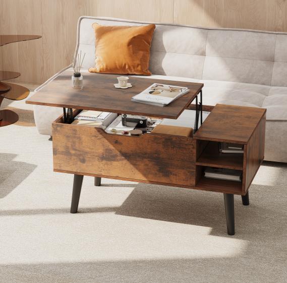 YITAHOME Coffee Table with Storage for Living Room With/Without Lift Top Farmhouse Modern Dining Table for Small Reception Room Home Office