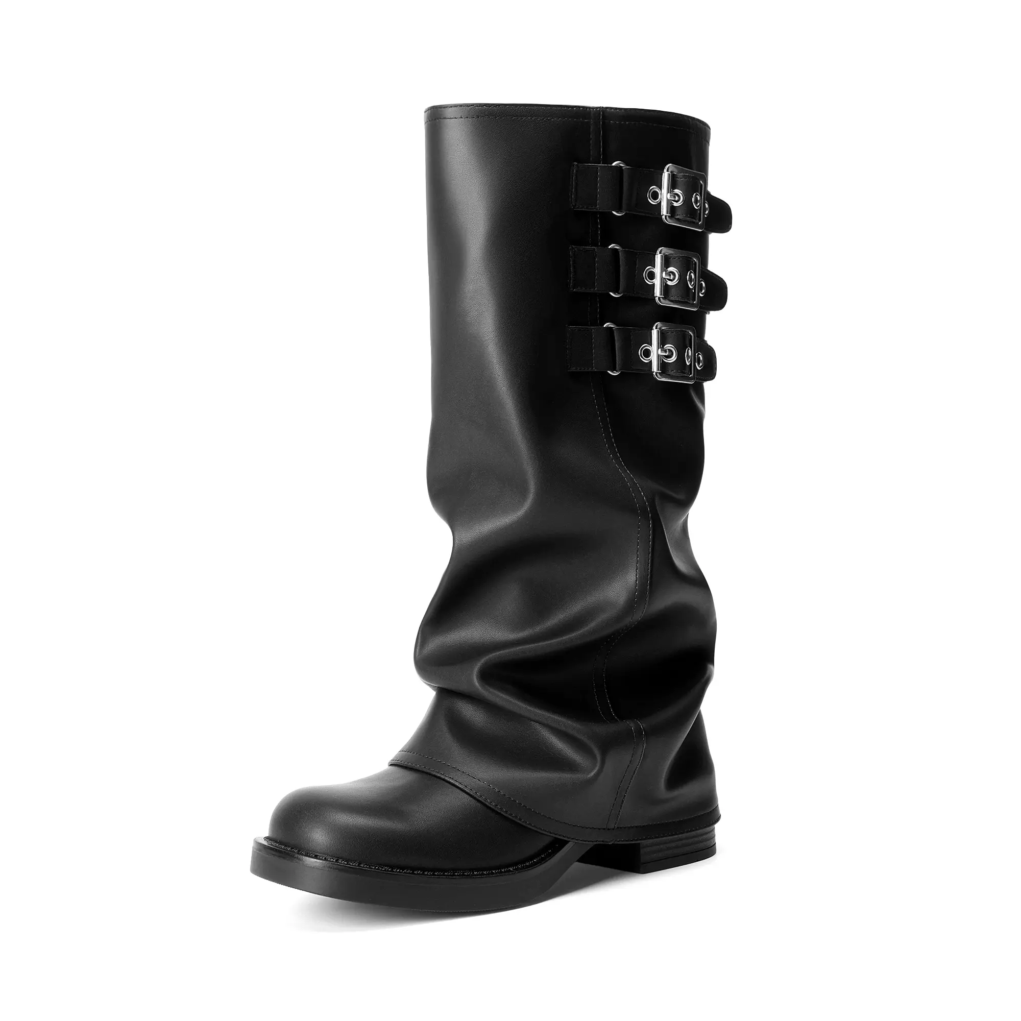 DREAM PAIRS Fold-over Knee High Fashion Boots for Women | Adjustable Buckle,Low Chunky Heel,Comfort Slouchy Boots,Festival Party Going Out Looks,Long Tall Fashion Casual Boots