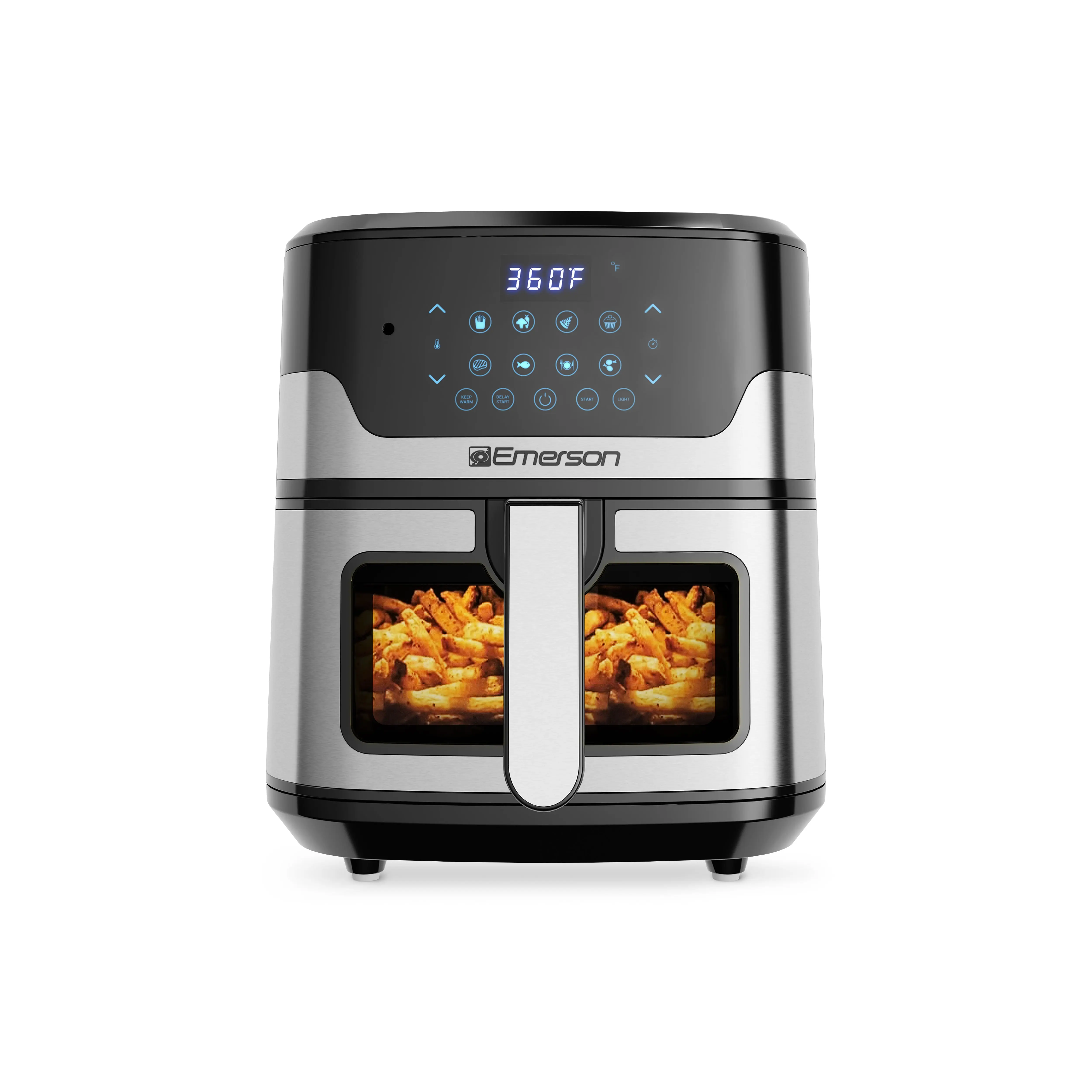 Emerson SmartVoice Air Fryer - 5.3QT 6-in-1 1500W Smart Kitchen Appliance, Touch + Voice Control, 100+ Built-in Commands, 120V Plug, Cooking Made Easy, No Setup/Wi-Fi/Voice Recordings, 100% Private Cooking, Ideal for Seniors, Model ES5503