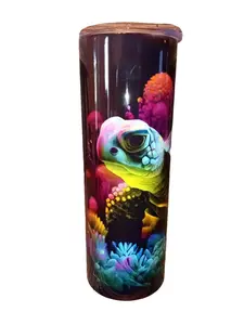 Neon Turtle - 20oz oz 20 oz. 20oz. - Skinny Straight Sublimation Tumbler - Amy's Tumbler Junkies - Your Favorite Tumbler Shop!