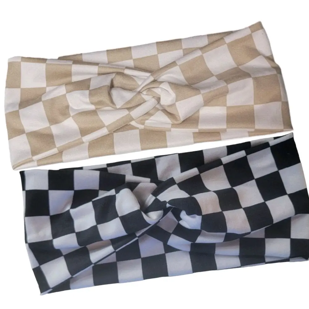Checkered Headband - Available in Beige and Black and White Options, Perfect for Stylish Looks