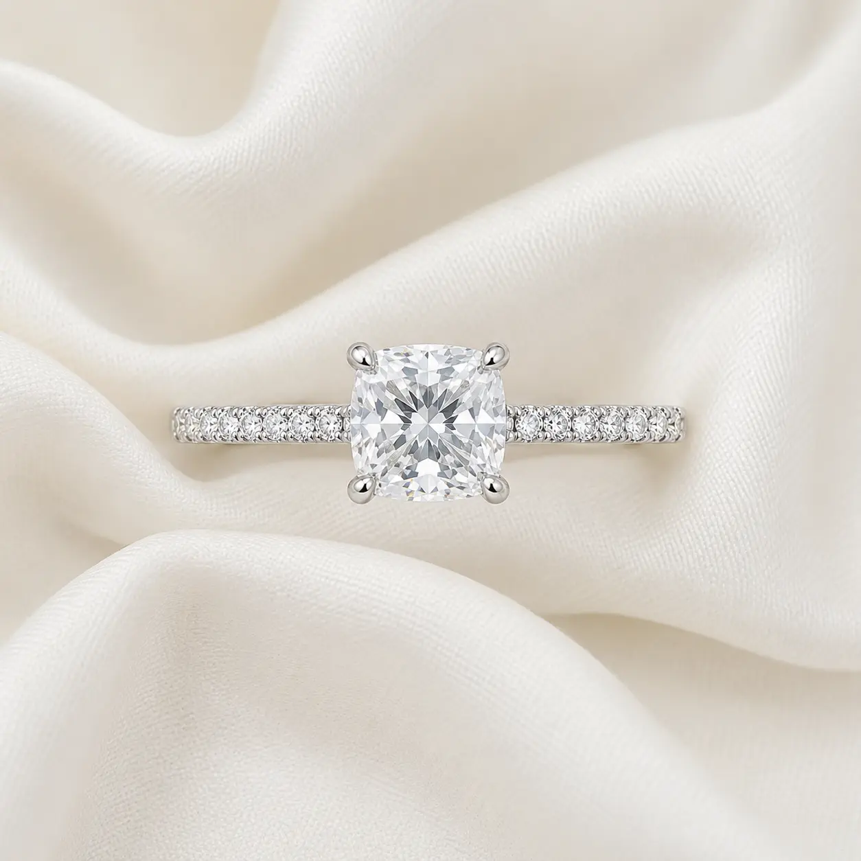 Pave Cushion Engagement Ring