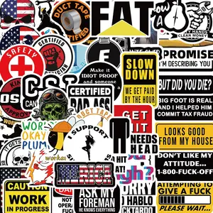 Funny Safety Helmet Sticker, 50pcs Cartoon Interesting Sticker, Diy Decorative Sticker for Luggage Skateboard Refrigerator Notebook