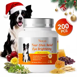 YEEYO Dog Tear Stain Relief Chewables - Natural Botanical Ingredients Eye Care Immune Booster, Reduces Tear Discoloration, Multivitamin Eye Support Supplement, Easy-to-Feed, 200 Count