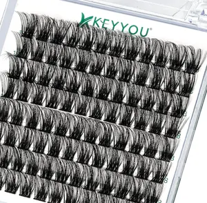 Lash Clusters 96pcs Individual Lashes D Curl 18mm Cluster Lashes KEYYOU Volume Wispy Lash Extension Soft&Comfortable Easy DIY at Home(Y08 D-18mm)