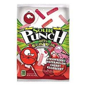 3x Sour Punch Bites Ragin' Reds Peg Bag 5oz Bites Ragin' Reds
