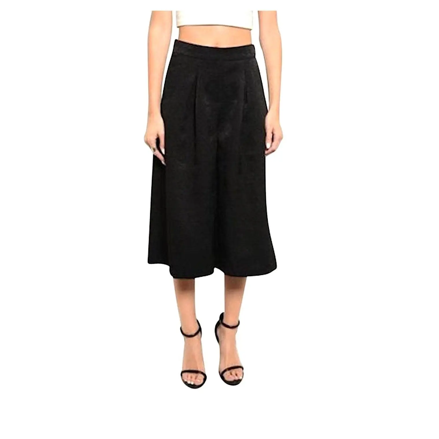 Women's High Waist Gaucho Culotte Crop Wide Leg Pant Last One Size Small