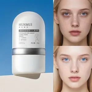 HUNMUI Korean-Style Beauty Filter Makeup Primer with Watery Cushion Foundation in Bright Light Beige, Offers a Long-Lasting And Refreshing Feel Without Any Stickiness Before Applying Makeup, Achieving a Natural No-Makeup Appearance