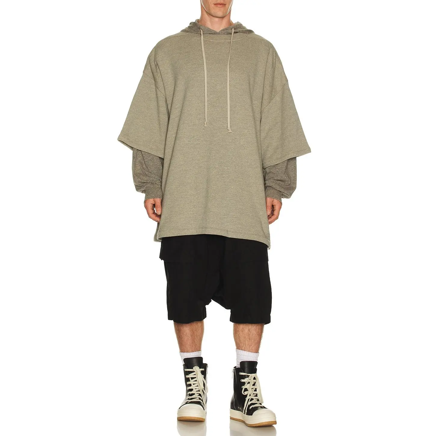 DRKSHDW by Rick Owens Tommy Hustler Hoodie in Grey Melange