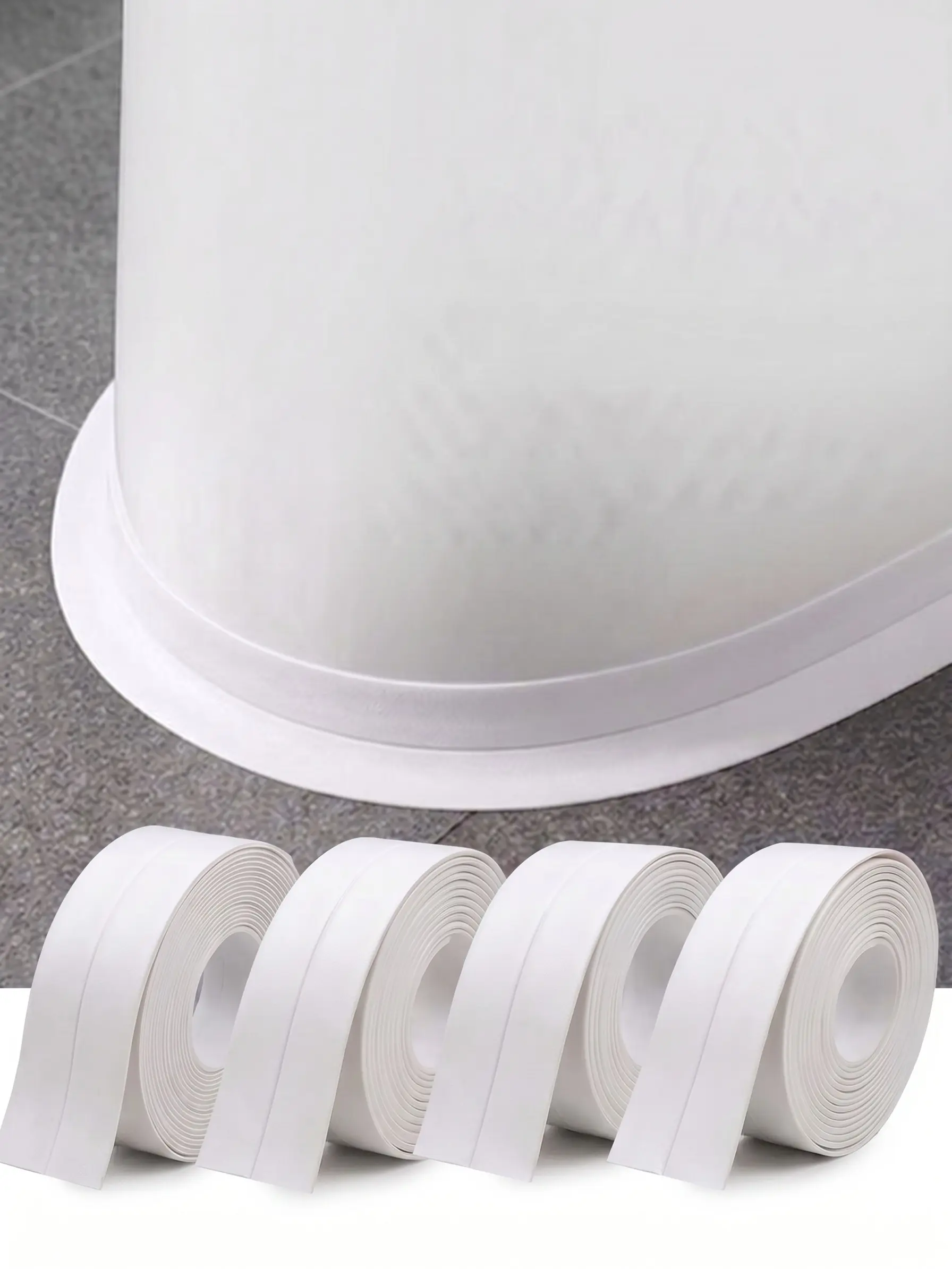 Self-Adhesive Waterproof Caulk Tape - White, 3.2m Self-Adhesive Flexible Bond Seal Tape with Super Strong Adhesion for Bathroom Edges, Kitchen Sinks | Home Bathroom Supply Gadget