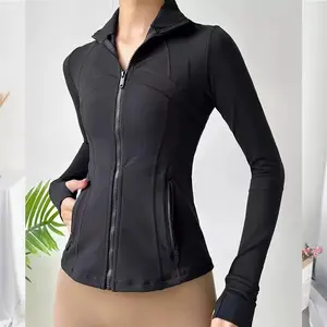 Slim Fit Yoga Jacket Stretch Sport Running Coat Women Soft Stretchy Yoga Jacket Daily Sport Outerwear Trendy Slim Gym Jacket Quick Dry Fitness Training Coat