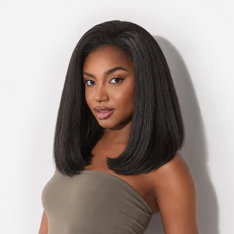 [New Arrival] Frodio Veralux™ Blend Human Hair Yaki Straight Bob Wig 3-in-1 Half Wig | Wear & Go, Glueless, Soft Texture, Polished Shape