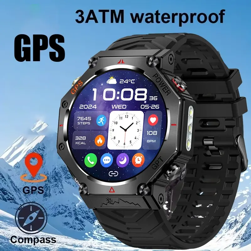 1.39-inch GPS Outdoor smartwatch, multi sport mode, intelligent touch, 530mAh battery capacity, GPS global positioning, equipped with magnetic charging function, with step counting, distance calculation, calorie consumption, calculator function