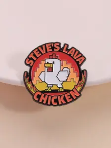 Minecraft Steve's Lava Chicken Brooch, Pixel Art Design, Game Character Accessory, Fan Collection Jewelry, Unique Player Gift, Fashion Accessory, Men