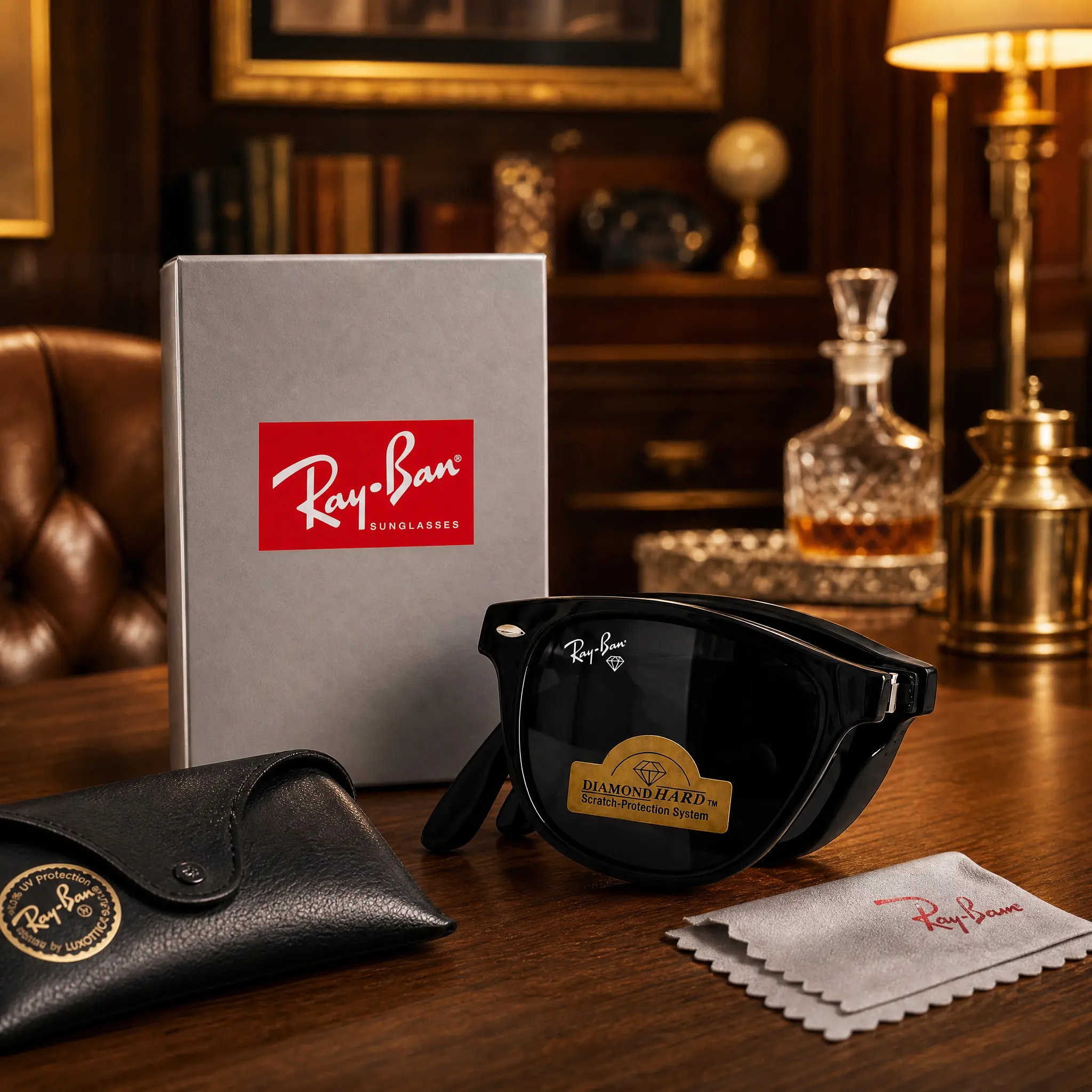 _Ray-Ban Black Polarized Sunglasses – Glossy Frame with UV400 Lens Protection for Men & Women