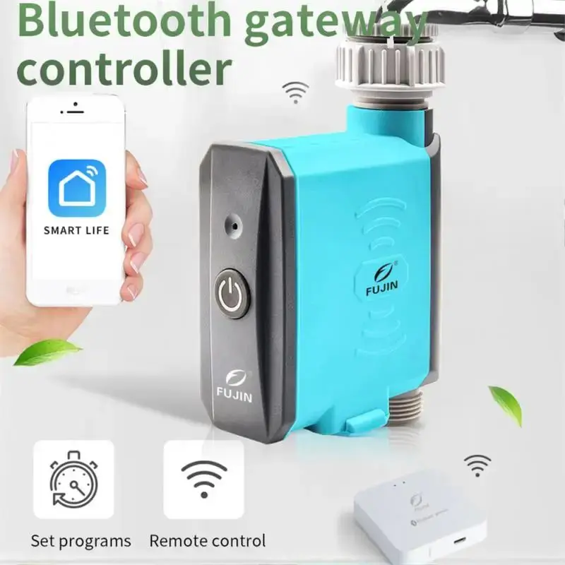 Tuya WiFi-Bluetooth Smart Hose Faucet Water Timer with Brass Inlet, Automatic Watering Devices for Drip Irrigation, Outdoor Water Sprinkler Timer with Thermometer Hygrometer
