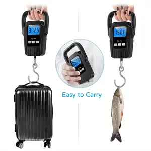 1pc,Digital Hanging Scale 110lb/50kg, Portable Fishing & Luggage Scale, Backlit LCD Display, Large Handle, Lightweight Durable Plastic,Battery Not Include